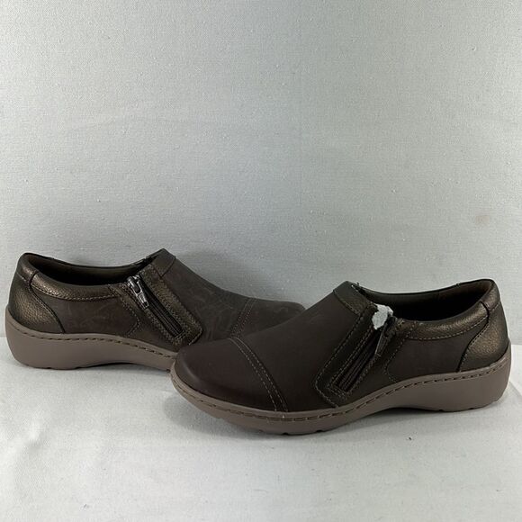 Clarks Cora Giny Cushioned Zip Loafer Flats Taupe size 5.5 M - Picture 4 of 7